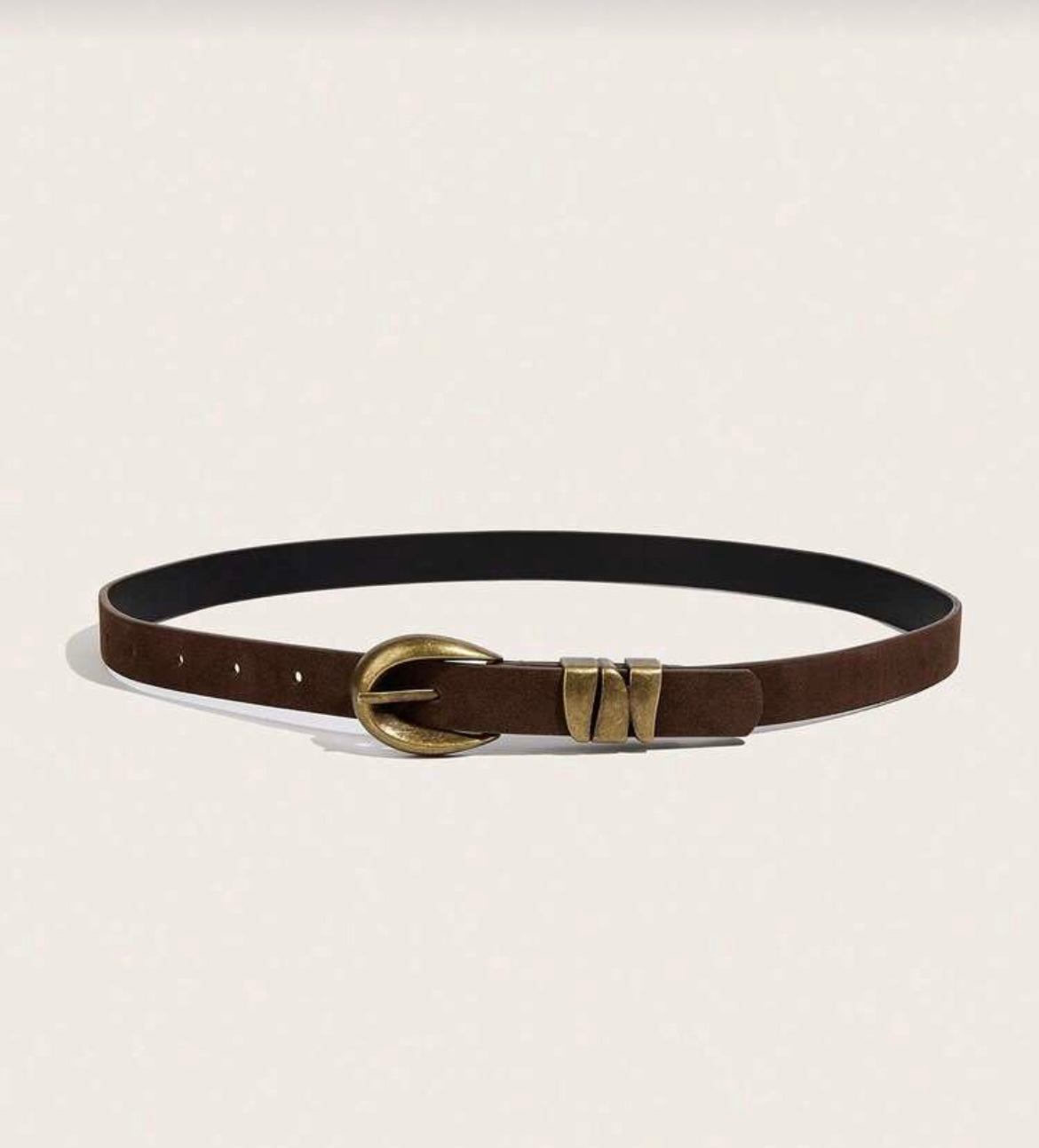 Brown Velvet Brass Buckle Belt