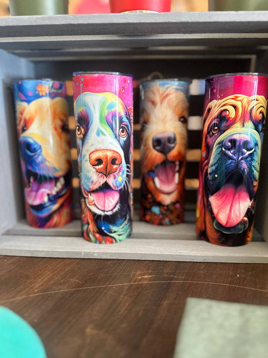 20 oz. Skinny Tumbler Colorful Dogs