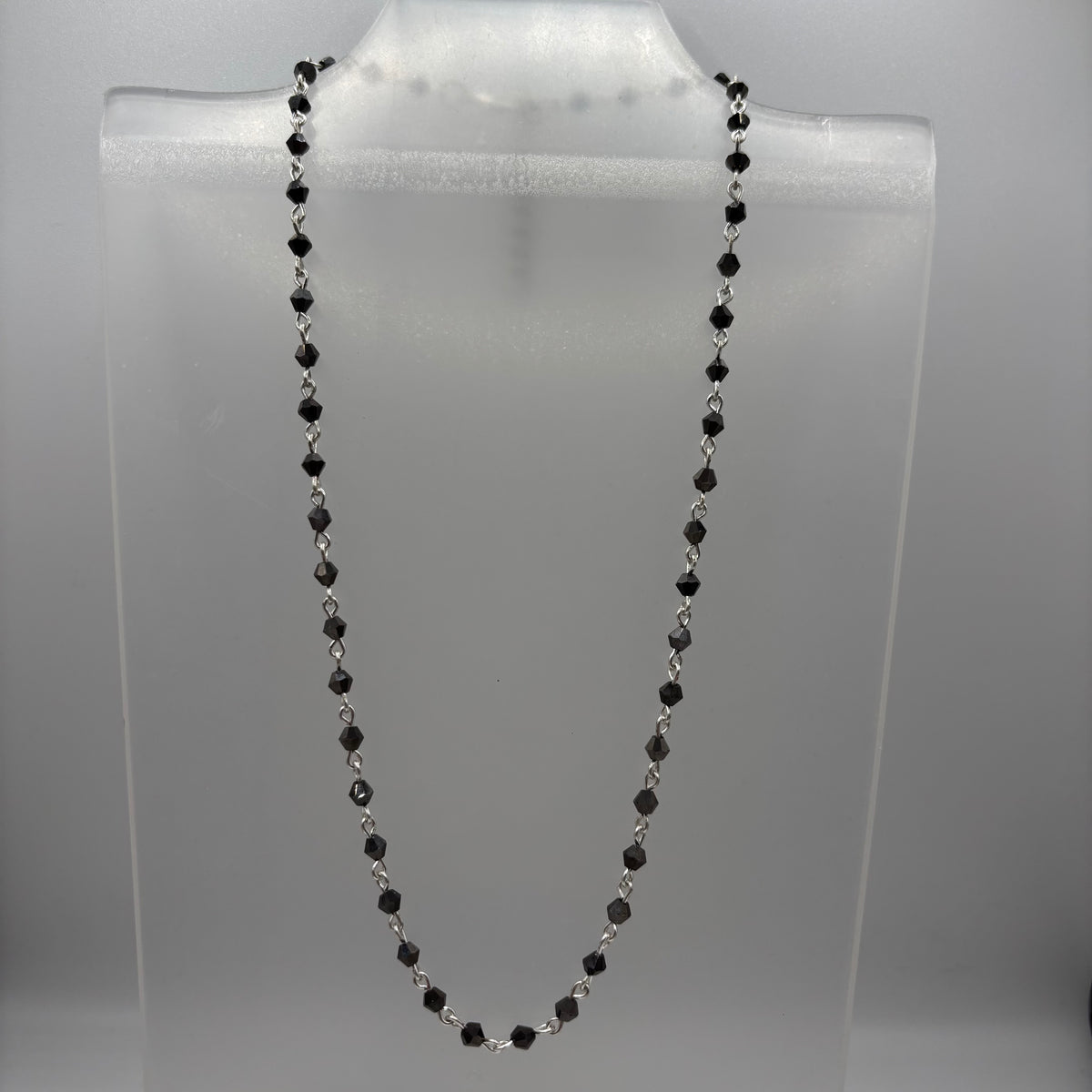 Gray Bicone Beaded Necklaces