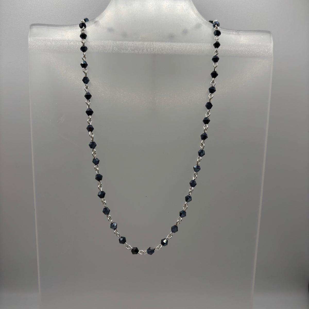 Gray Bicone Beaded Necklaces