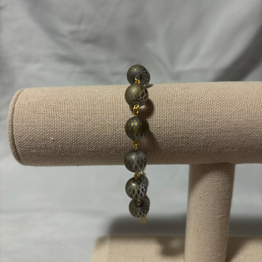 Gray & Gold Beaded Bracelet