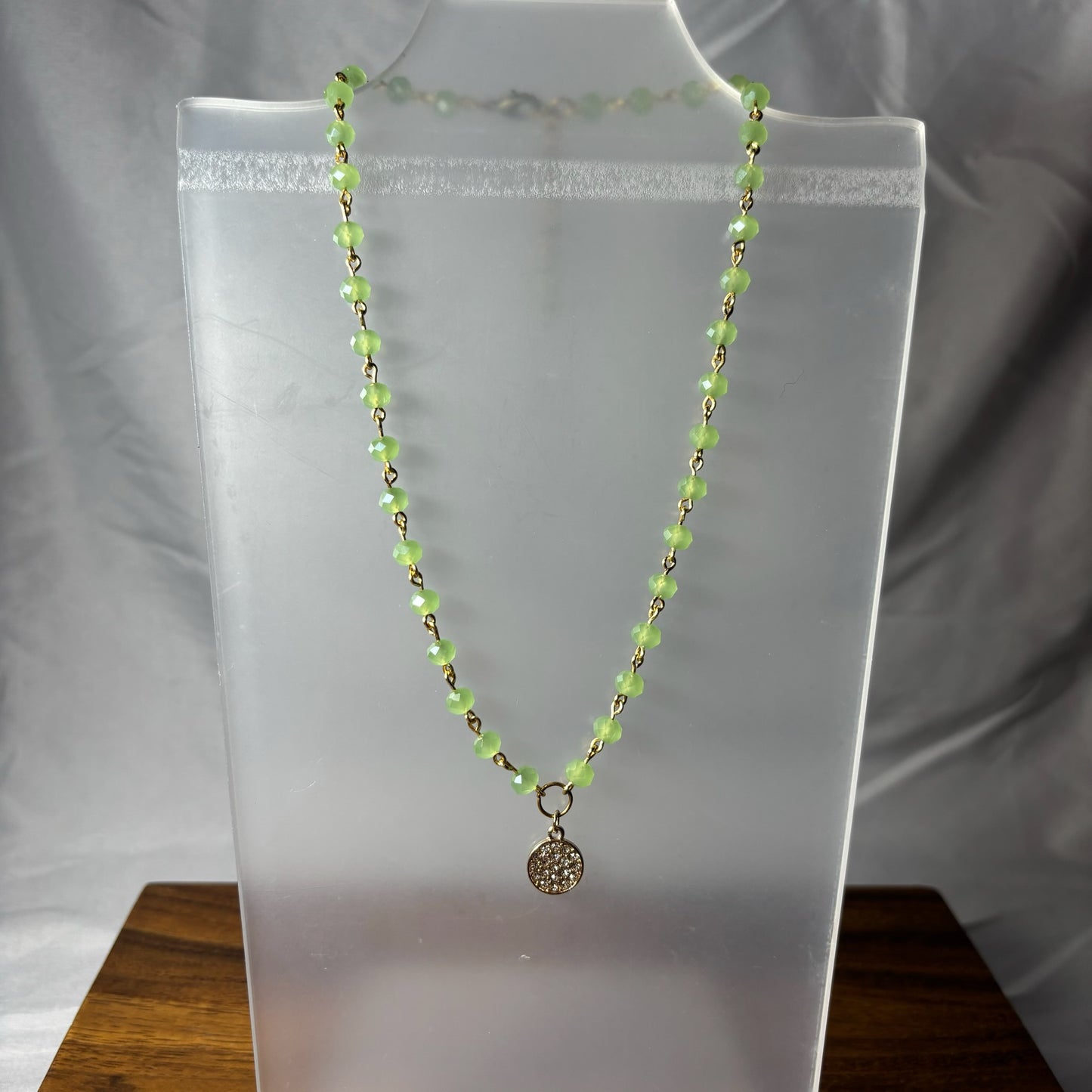 Green Beaded Necklaces with Charm