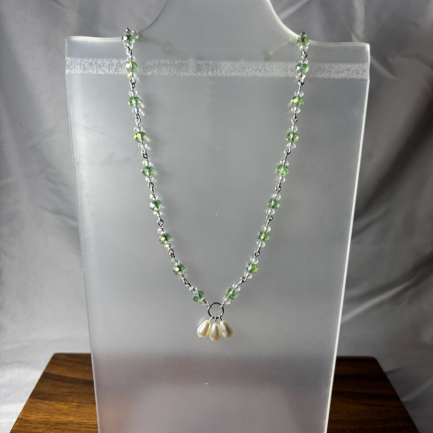 Green Beaded Necklaces with Charm