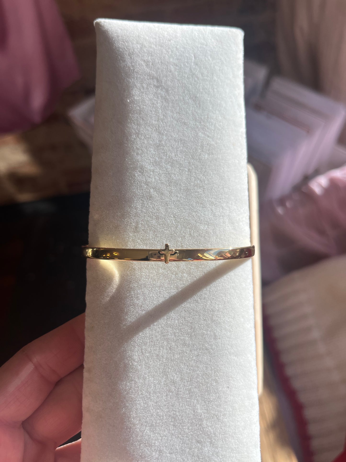 Adjustable Gold Bracelet with Cross Detail