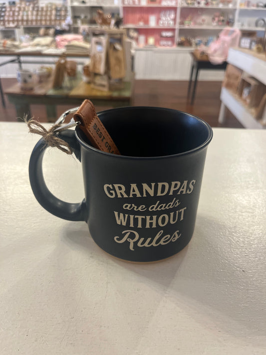 Grandpas are Dads Without Rules Mug and Bottle Opener Keychain Set