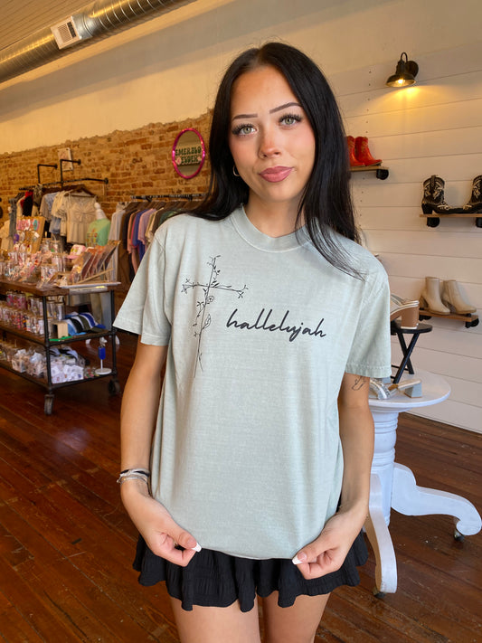 Floral Cross Hallelujah T-Shirt