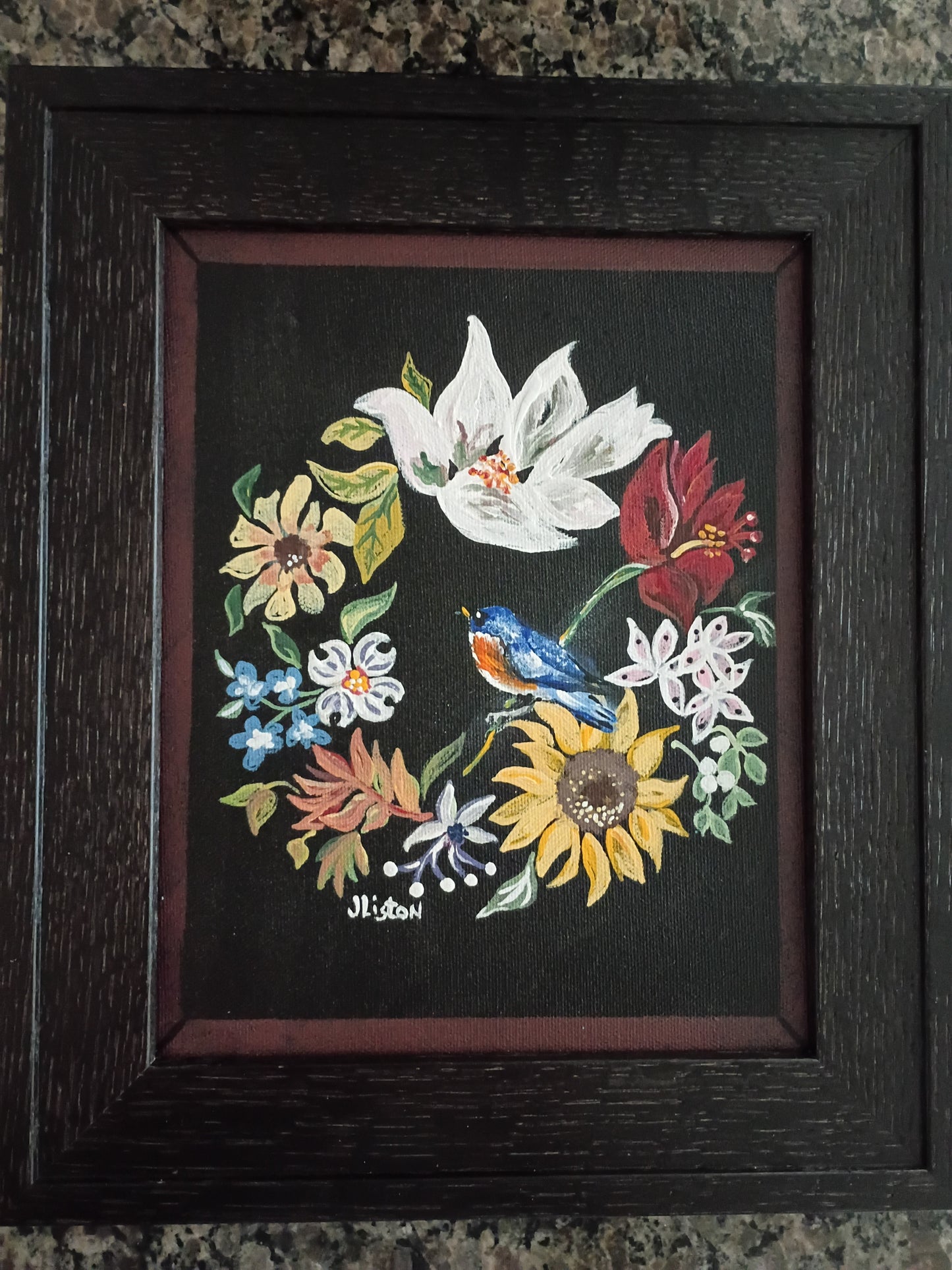Framed Acrylic Canvas Wreath (11"x13")