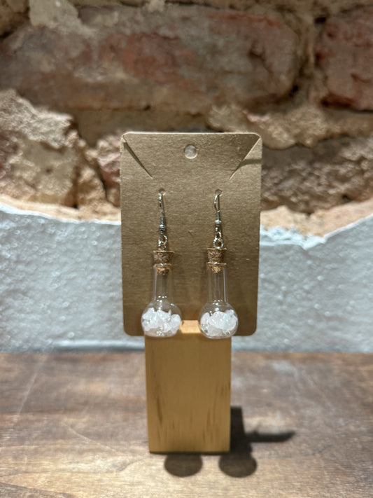 Rose Quartz Bottle Earrings