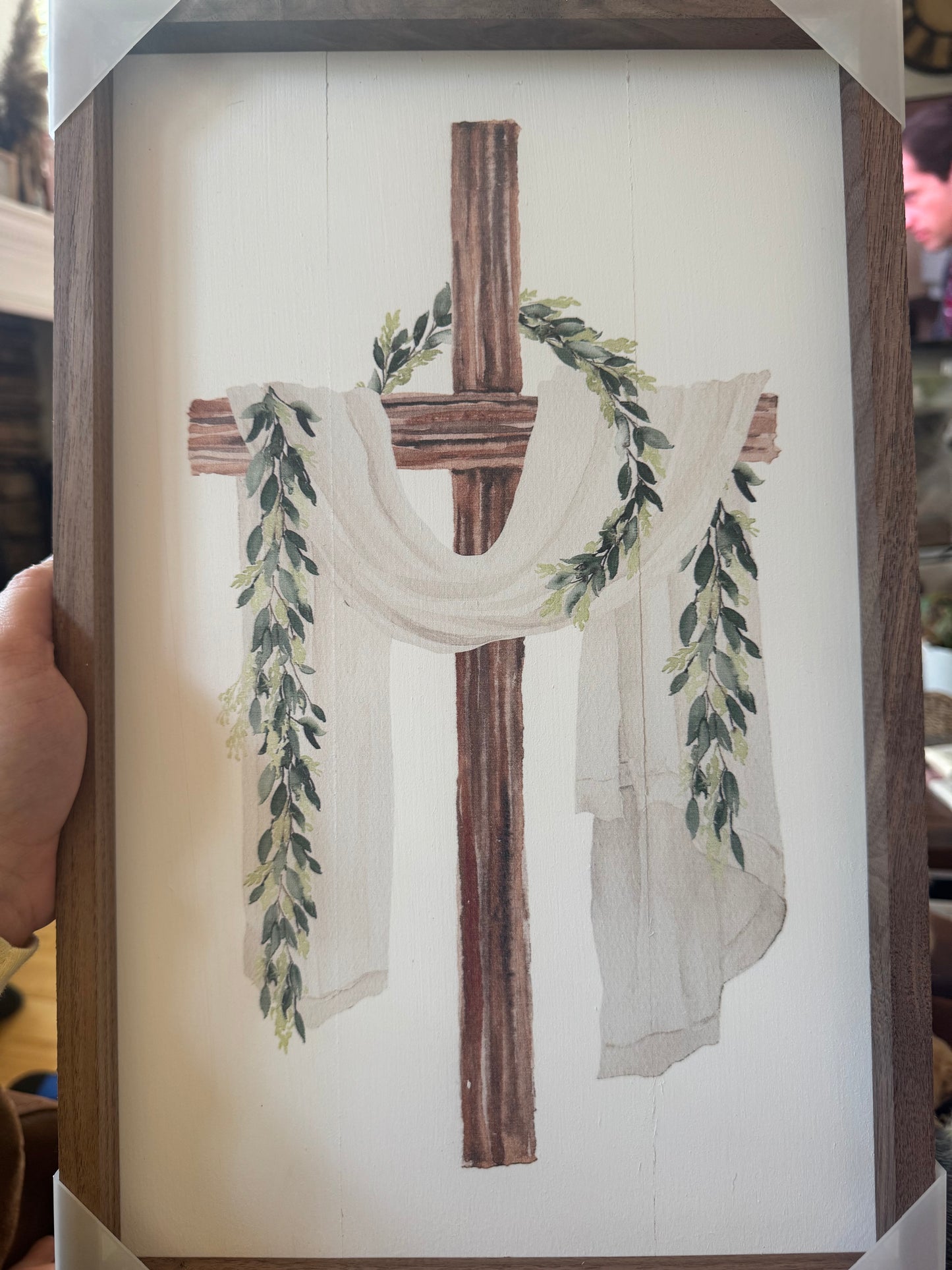Cross with Greenery Sign