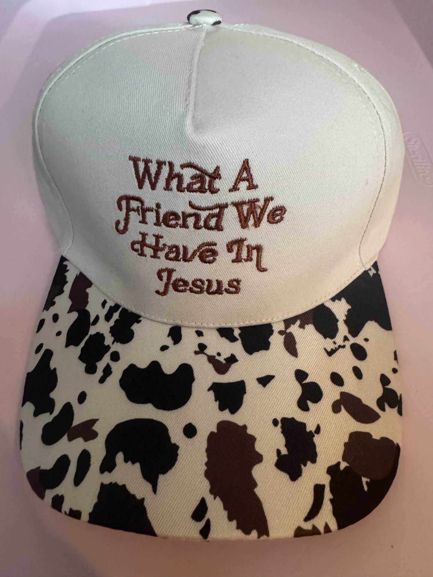 What A Friend We Have In Jesus Cow Print Hat