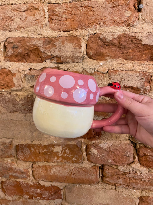 Mushroom Mug with Ladybug