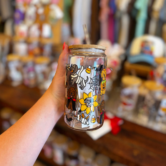 Halloween Pups Glass Can Cup