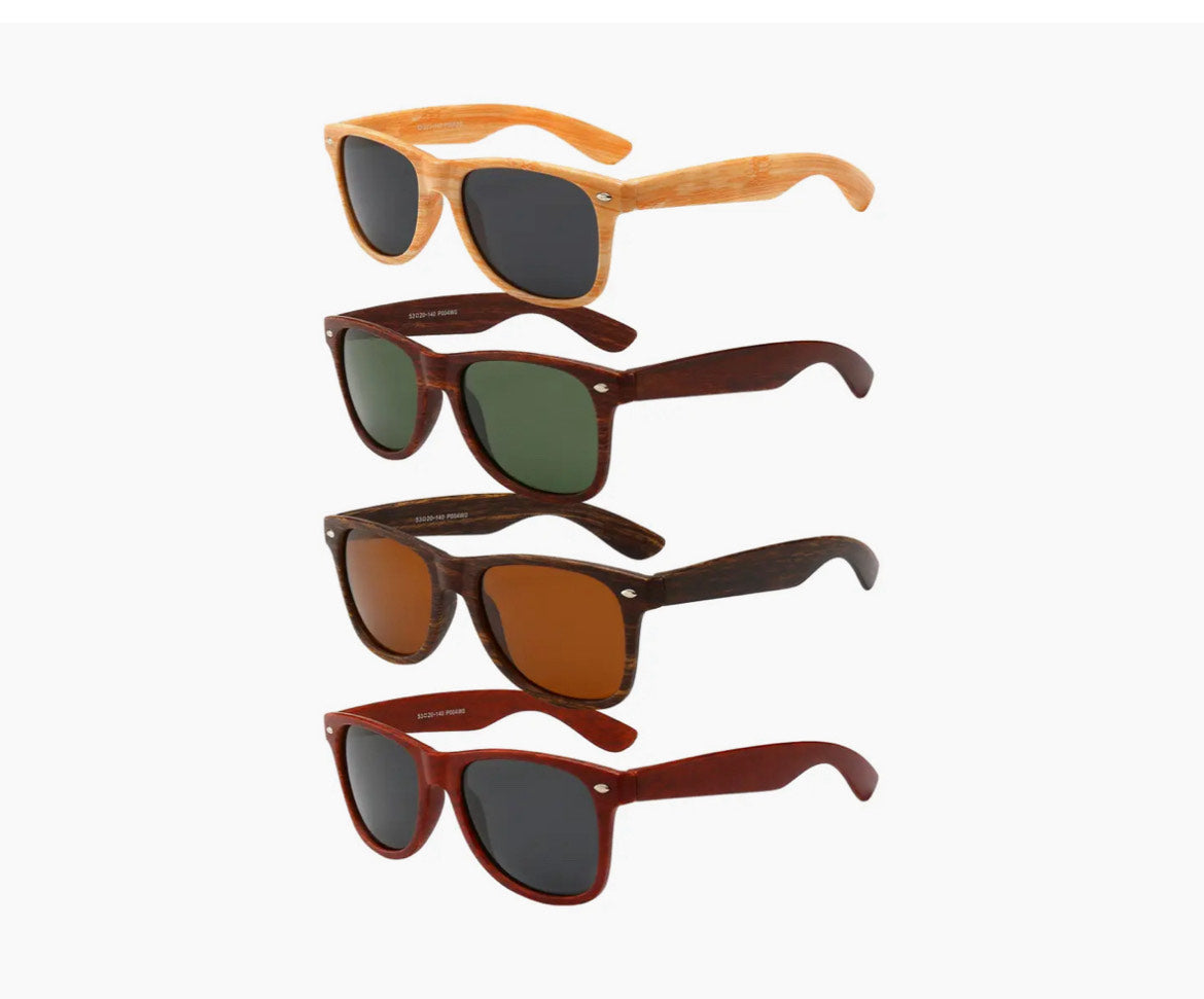 Polarized wood frame Square sunglasses