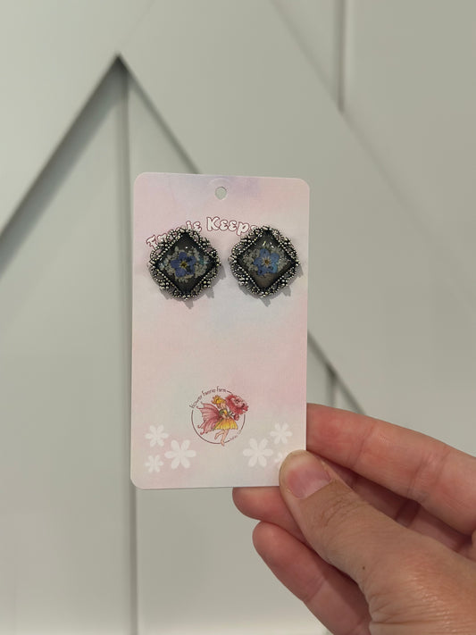Stud Earrings with Locally Pressed Flowers