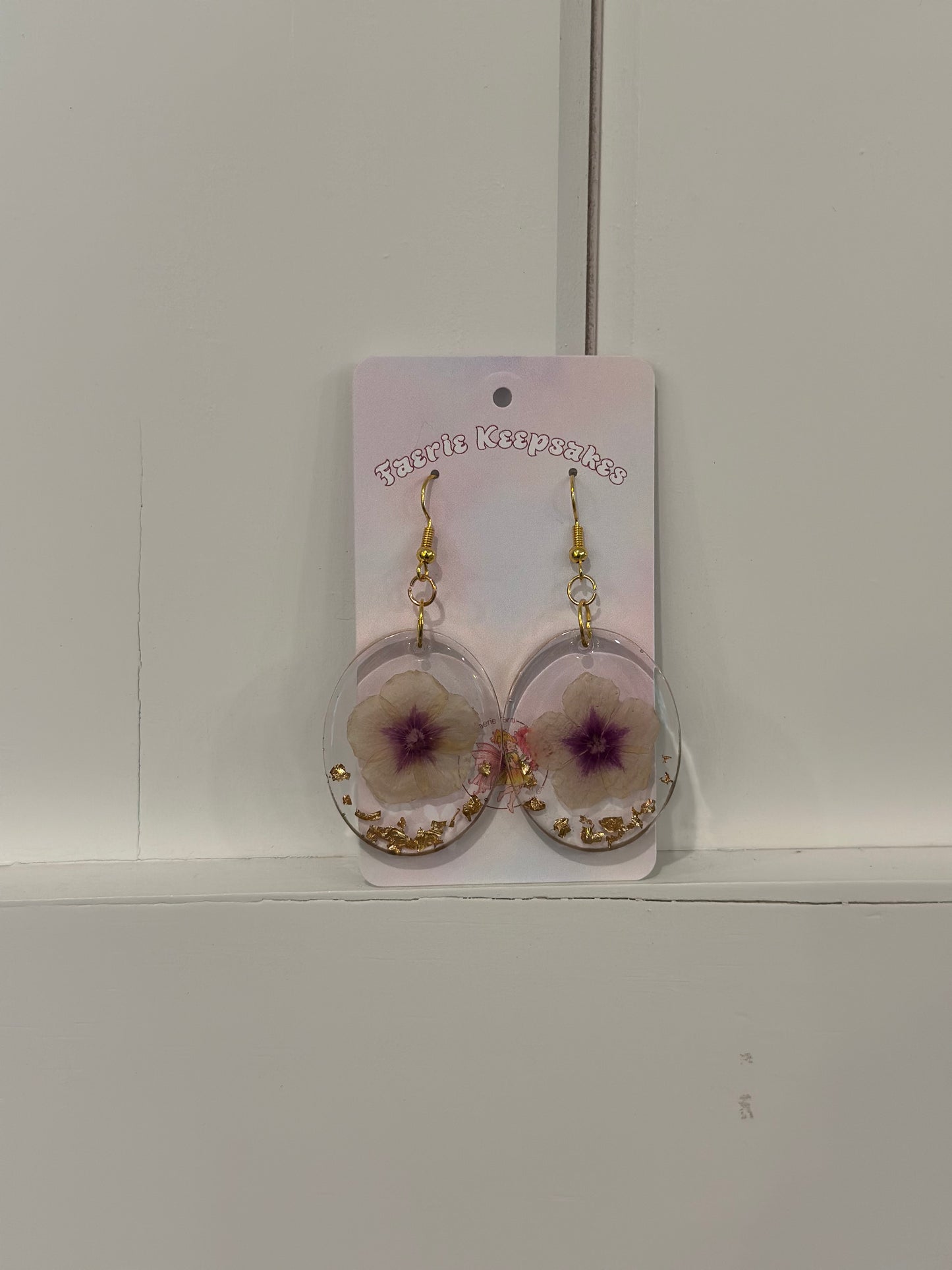 Dangle Earrings with Locally Pressed Flowers