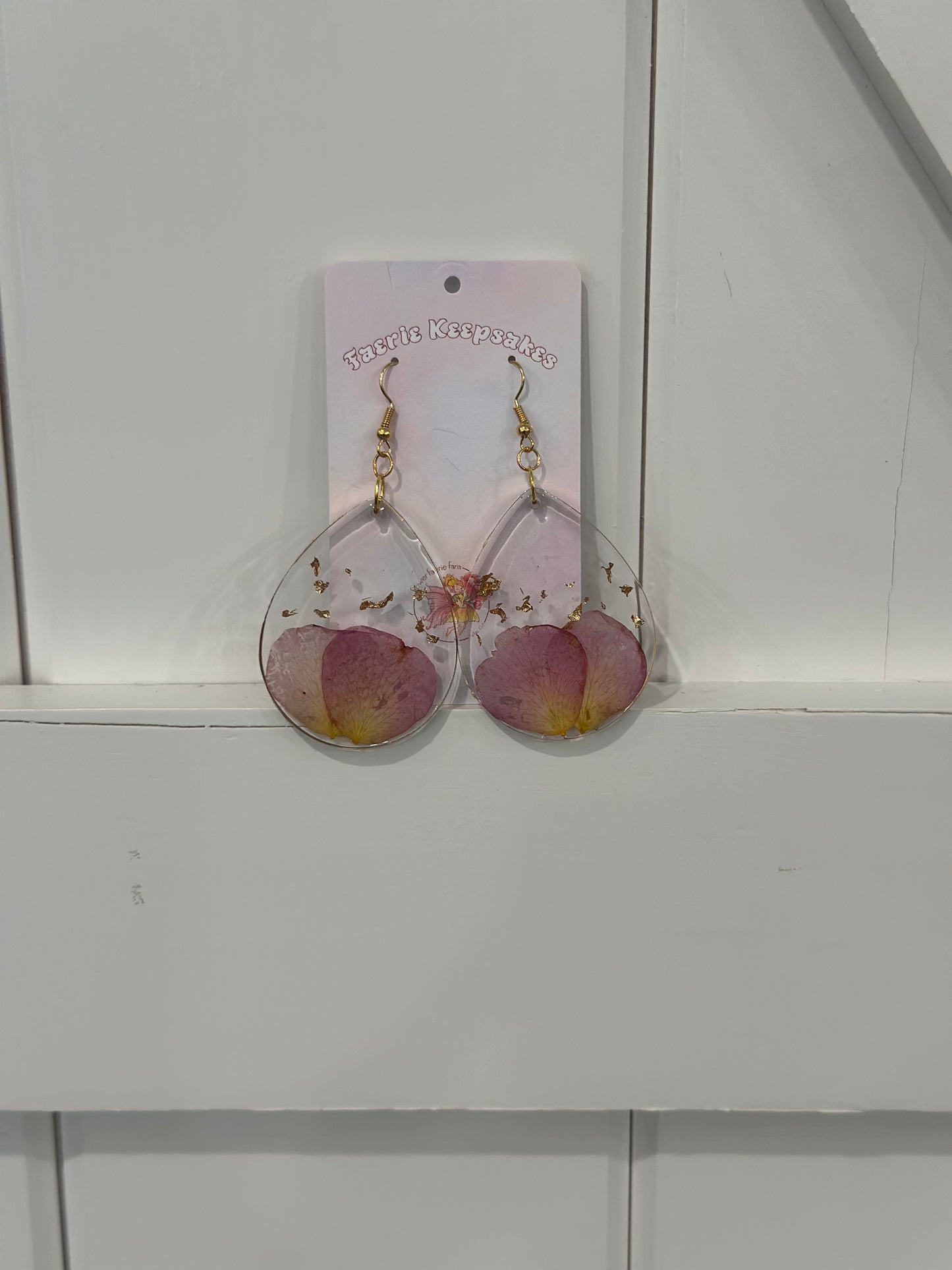 Dangle Earrings with Locally Pressed Flowers