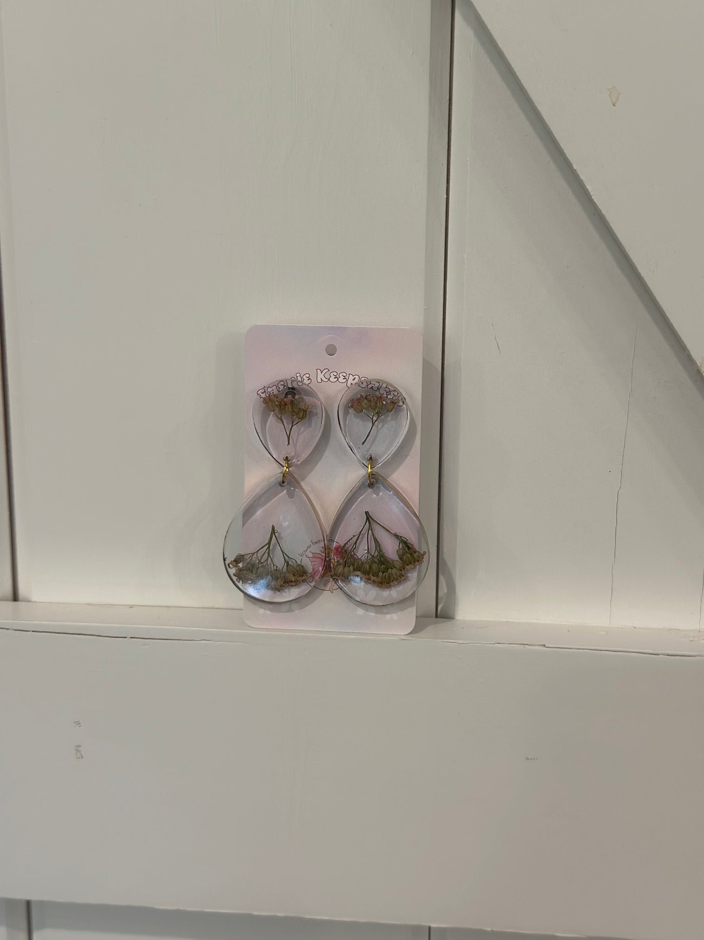Dangle Earrings with Locally Pressed Flowers