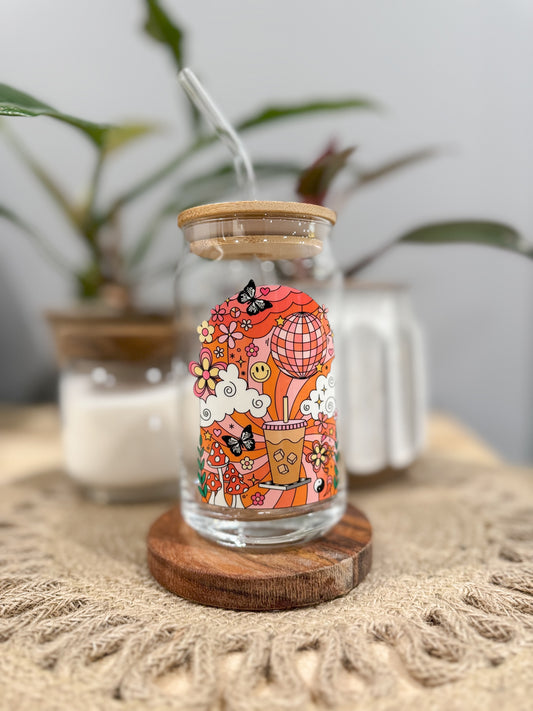 Caffeinated Vibes 16oz Glass Soda Can Tumbler