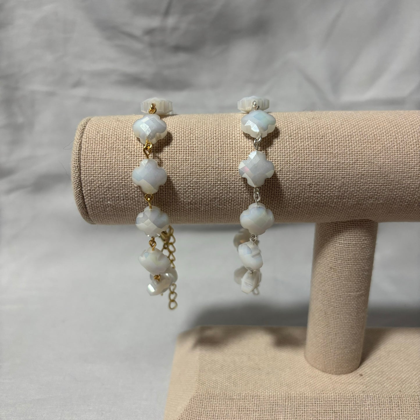 Ivory Quatrefoil Beaded Bracelet