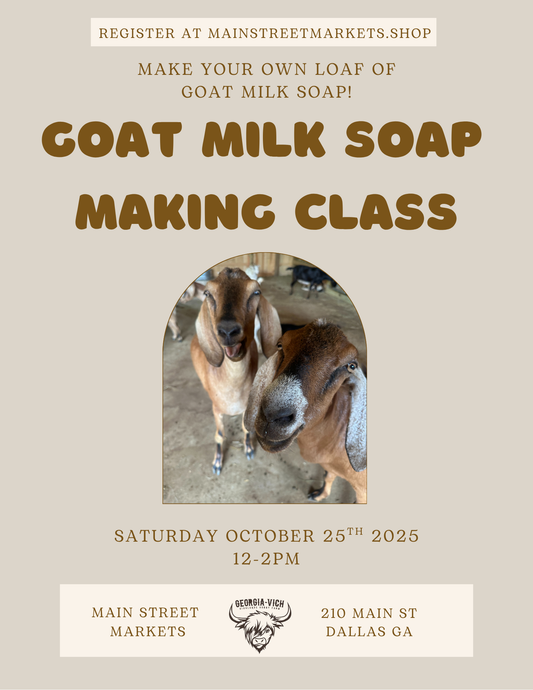 10/25/25 - Goat Milk Soap Making Class - Dallas, GA