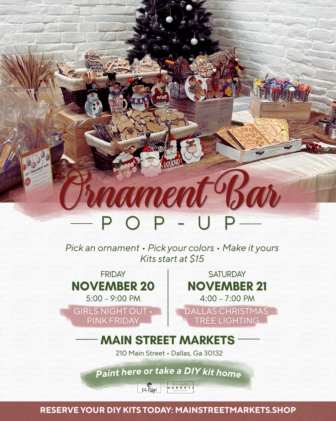 11/20/26 and 11/21/26 Ornament Bar Pop-Ups