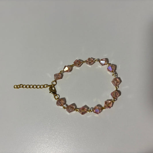 Pink Bicone Beaded Bracelet