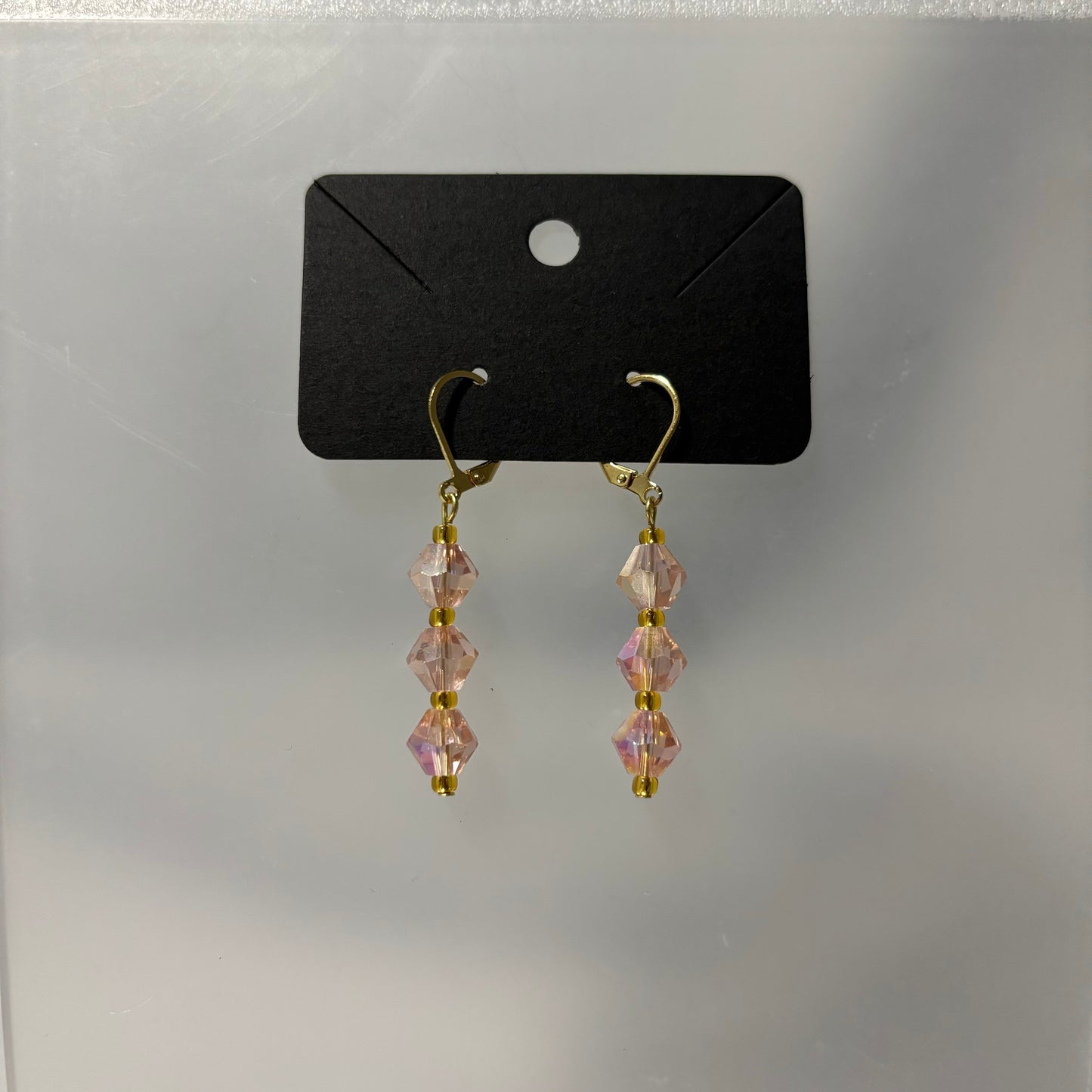 Pink Bicone Beaded Earrings