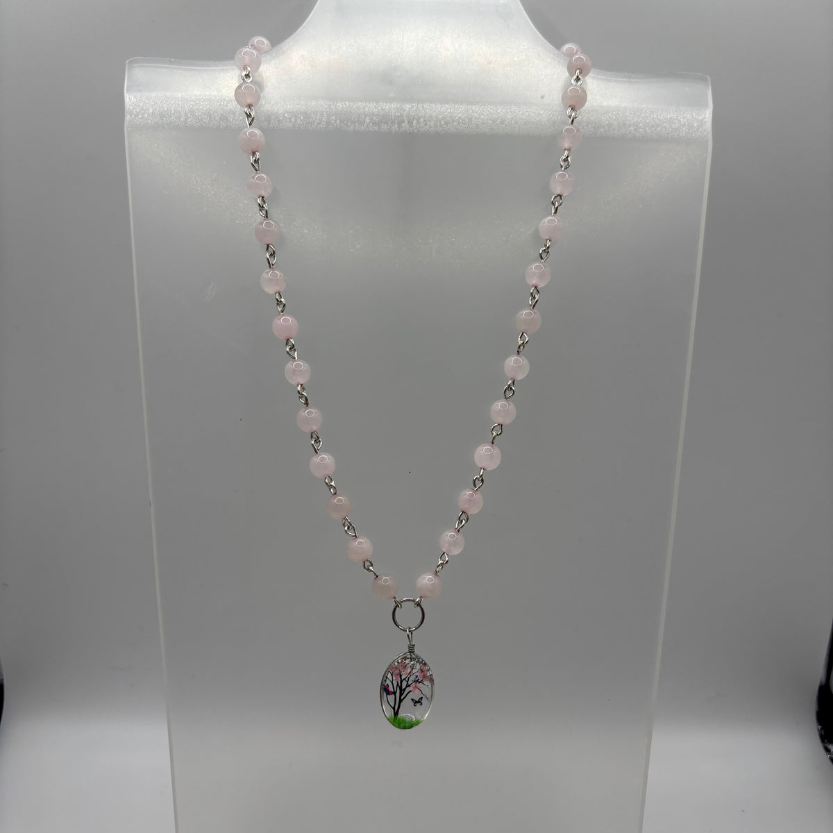 Pink Cats-Eye Necklace w/ Charm