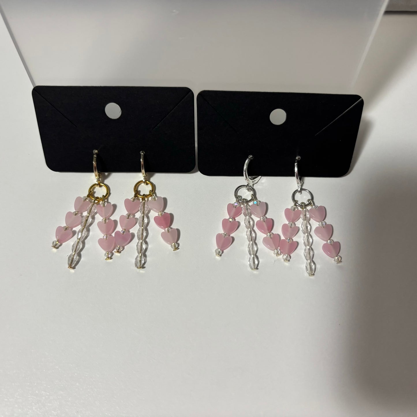 Pink Heart Beaded Earrings