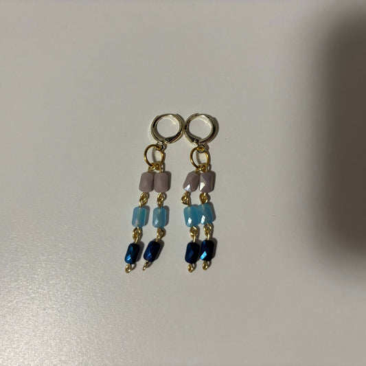 Pink/Blue Beaded Earrings