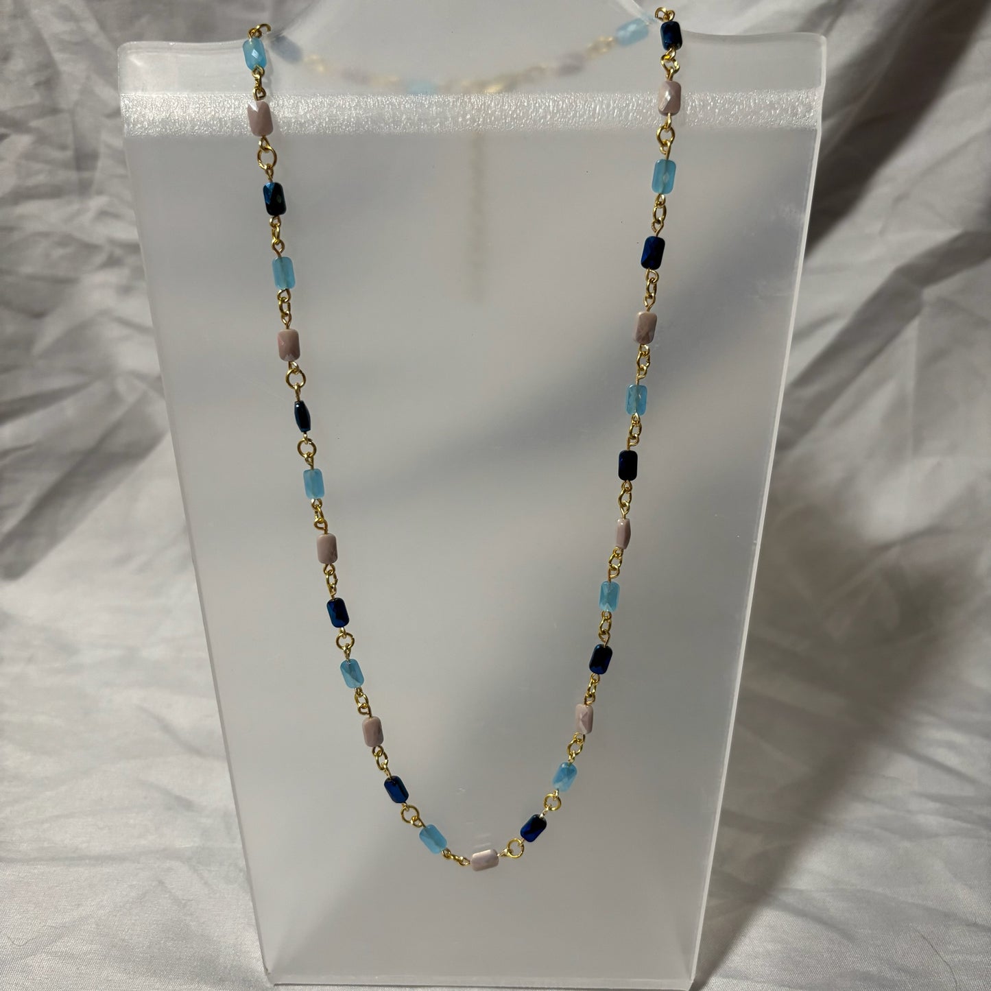 Pink/Blue Beaded Necklace