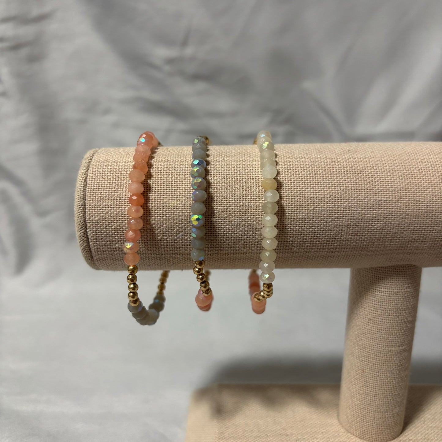 Pink, Cream, Gray Bracelet Set