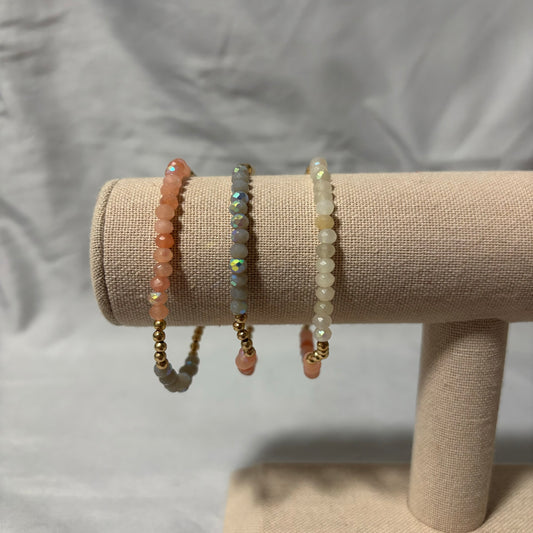 Pink, Cream, Gray Bracelet Set