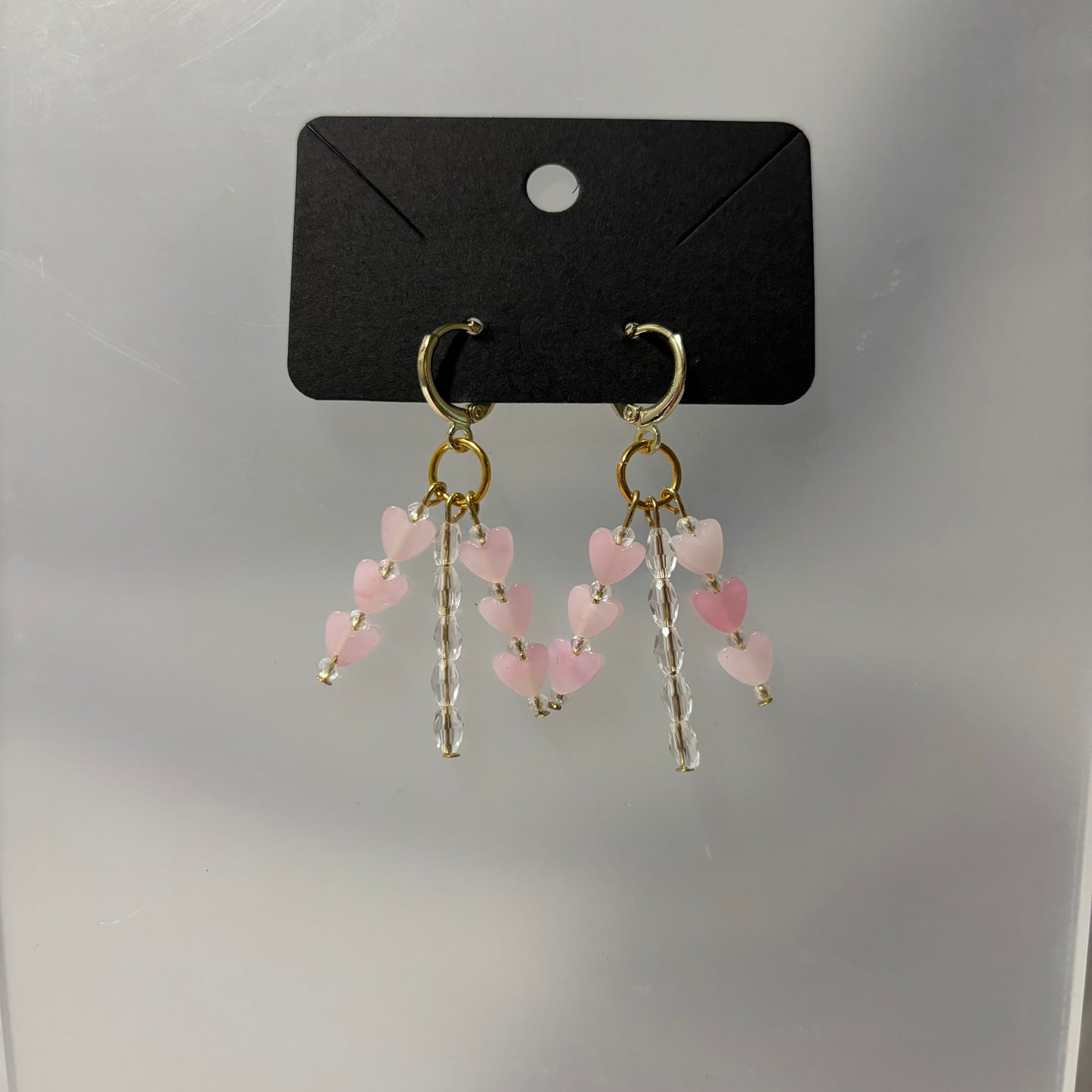 Pink Heart Beaded Earrings