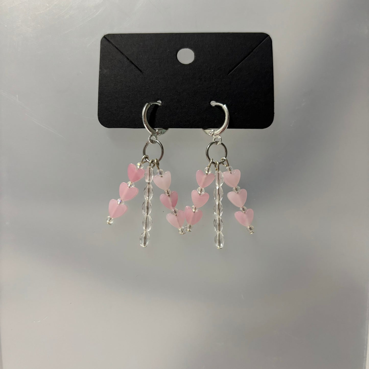 Pink Heart Beaded Earrings