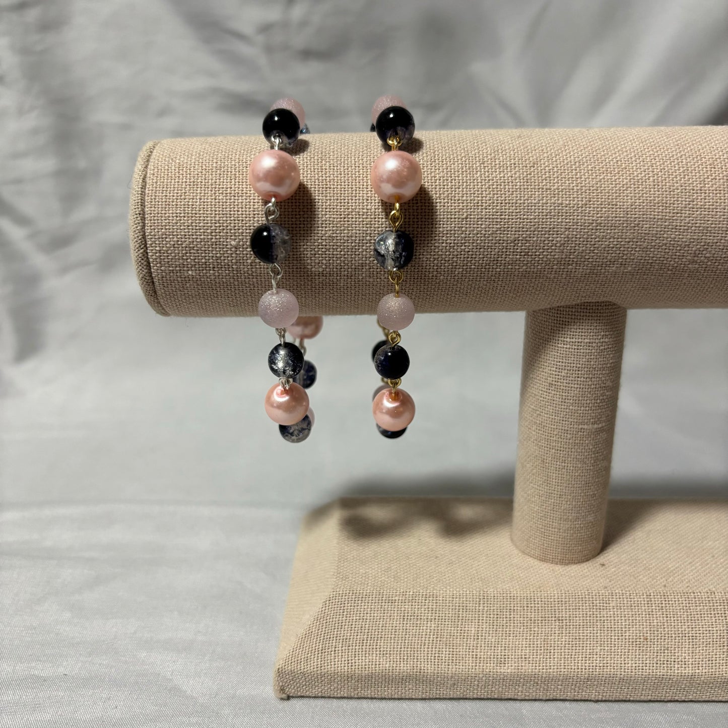 Pink & Navy Blue Beaded Bracelet