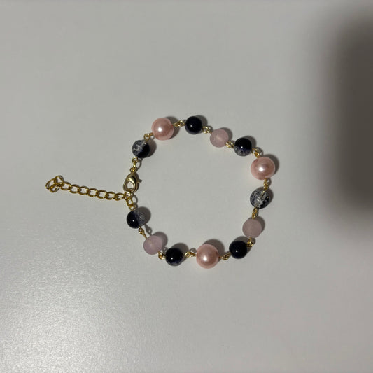 Pink & Navy Blue Beaded Bracelet