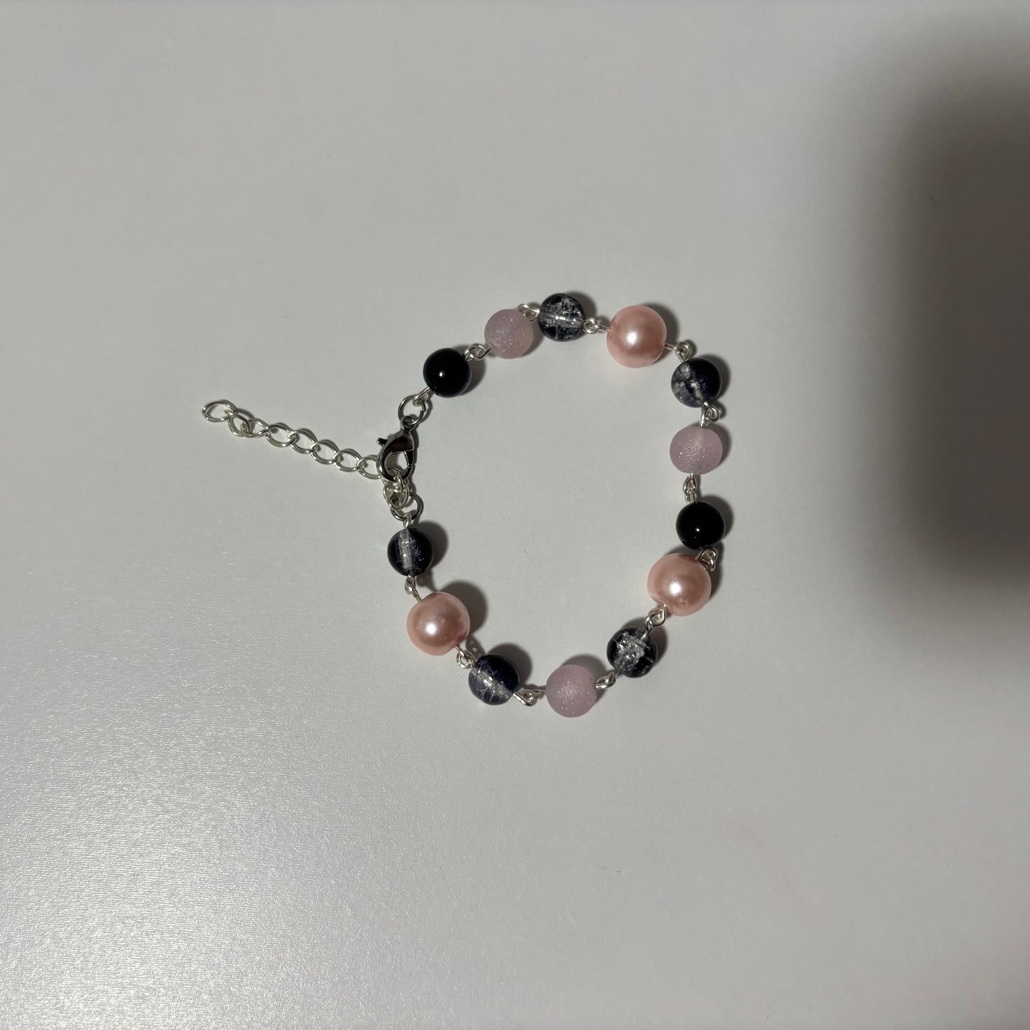 Pink & Navy Blue Beaded Bracelet
