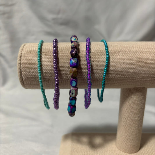 Purple Imperial Jasper Bracelet Set