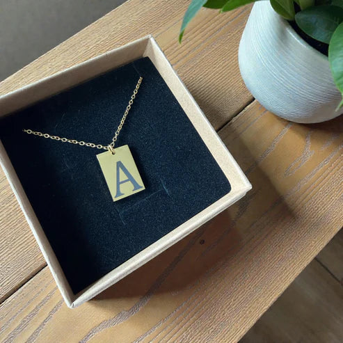 Engraved Rectangle Necklace