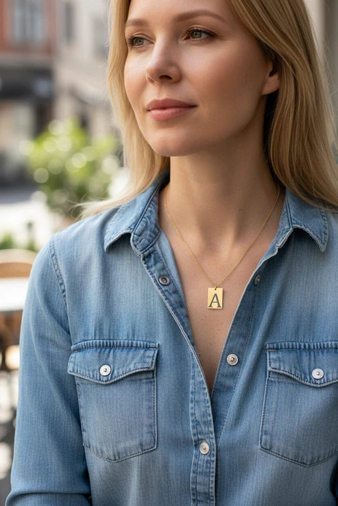 Engraved Rectangle Necklace