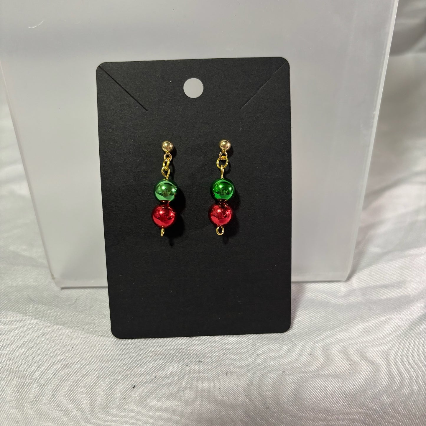 Red-Green Small Christmas Earrings