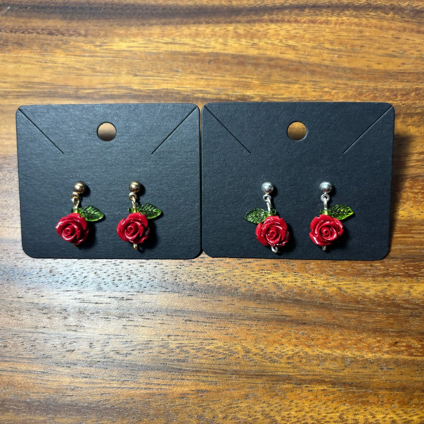 Red Rose Beaded Earrings
