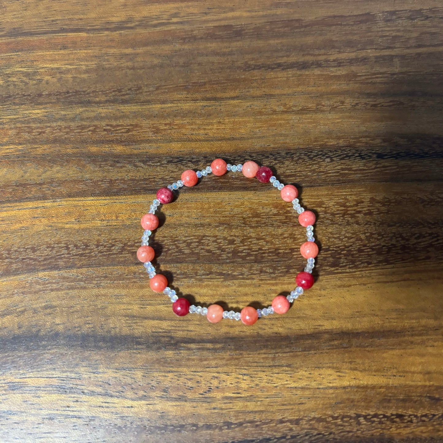 Red/Orange Stone Beaded Bracelet