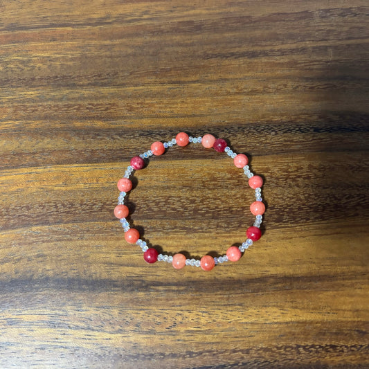 Red/Orange Stone Beaded Bracelet