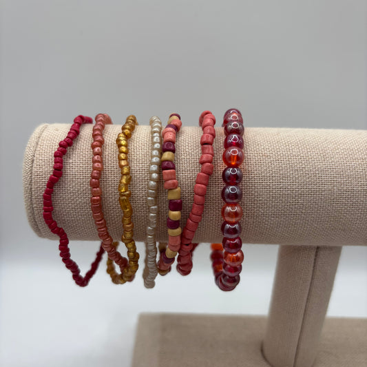Red, Pink, Orange Bracelet Set