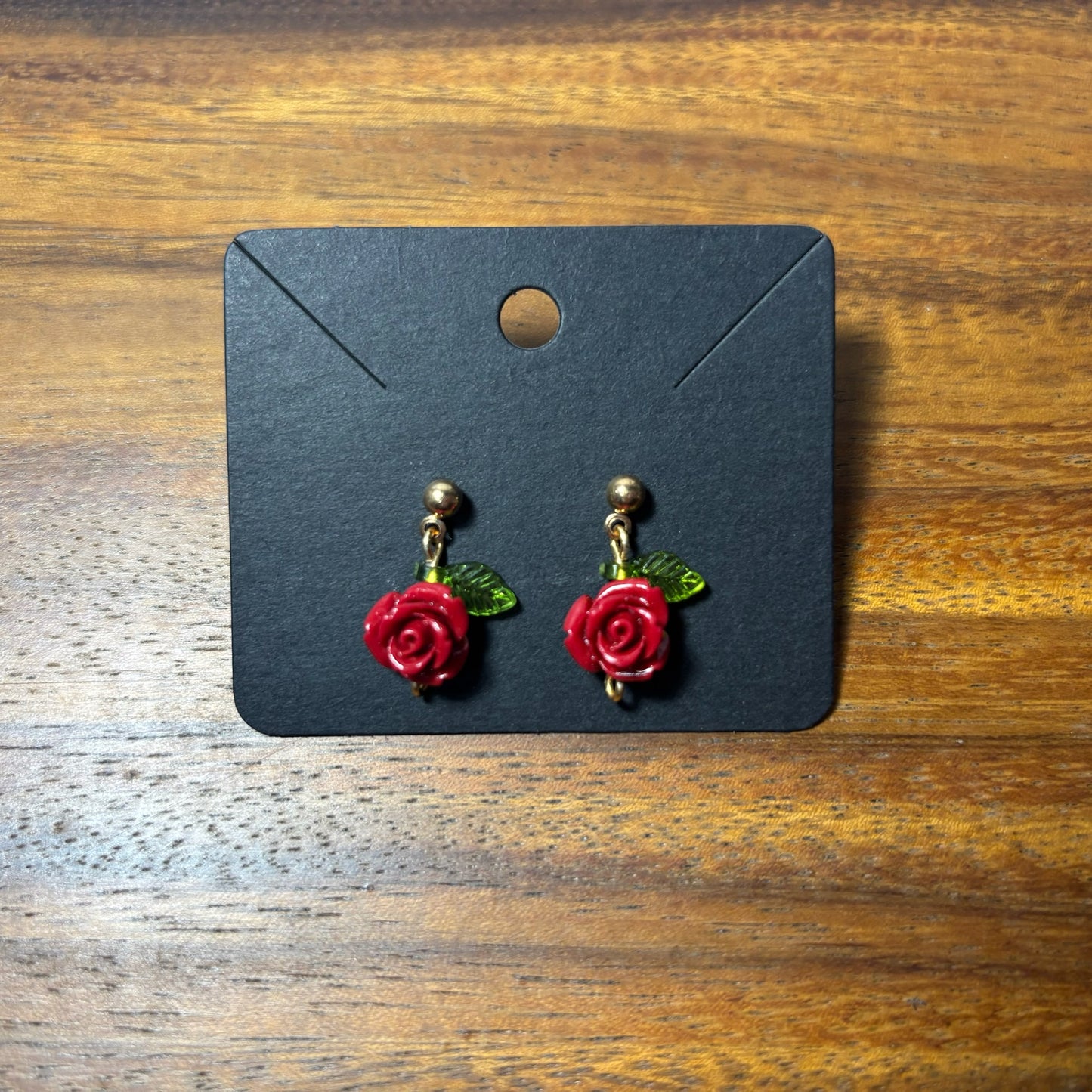 Red Rose Beaded Earrings