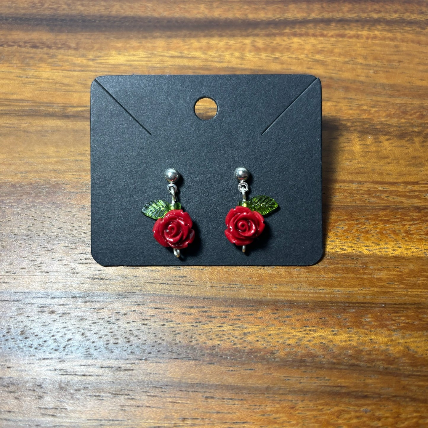Red Rose Beaded Earrings
