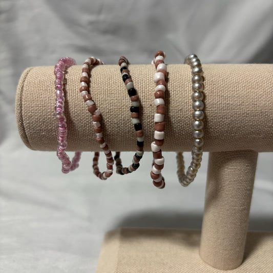 Rose, Silver, Navy Blue Bracelet Set