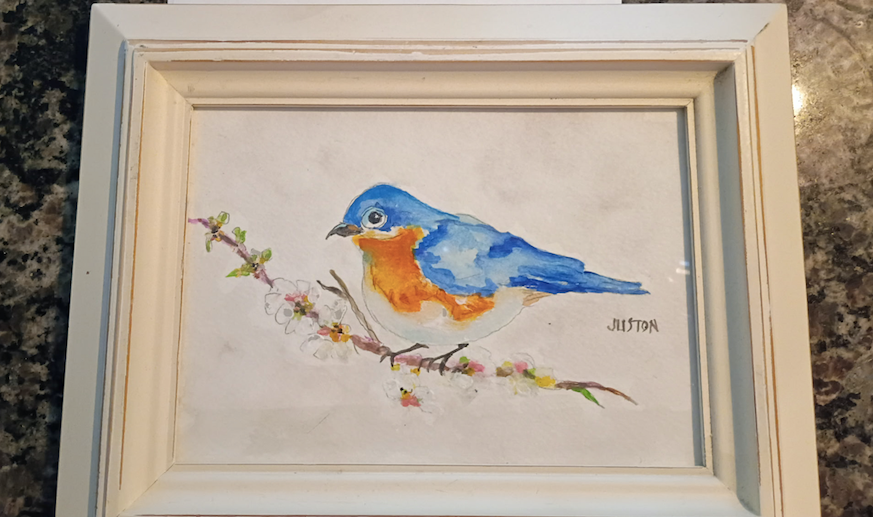 Framed Bluebird Watercolor